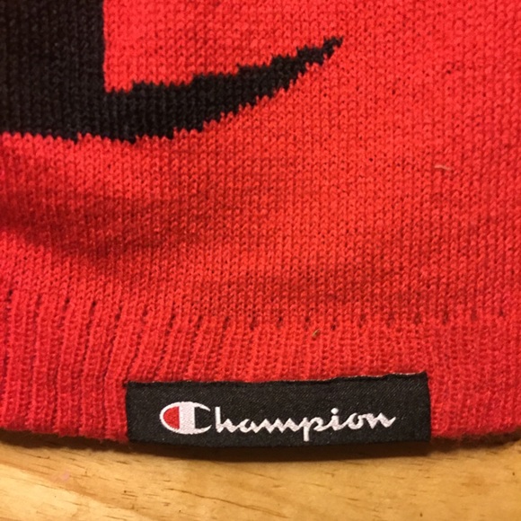 Champion Beanie Hat Red Black - Picture 2 of 5